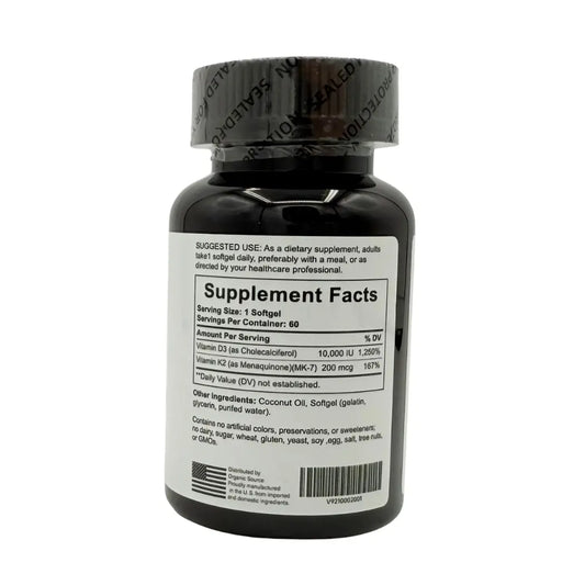 Organic Source – Vitamin D3 + K2 10000 IU 60 Vegetable Soft Gel