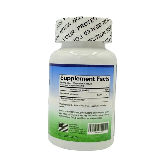 Organic Source – Magnesium Glycinate 500 mg 60 Vegetarian Capsules