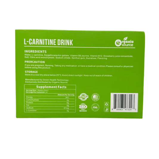 Organic Source – L-Carnitine 3000 mg (20 Vials)