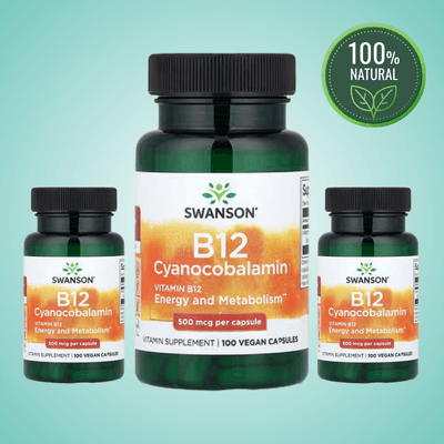 Swanson Vegan B12 – 500 mcg, 100 Capsules