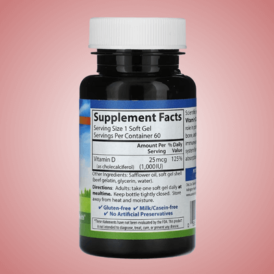 Carlson Vitamin D3 – 1,000 IU (25 mcg), 60 Soft Gels