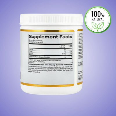 Hydrolyzed Marine Collagen Peptides, Unflavored, 500 g