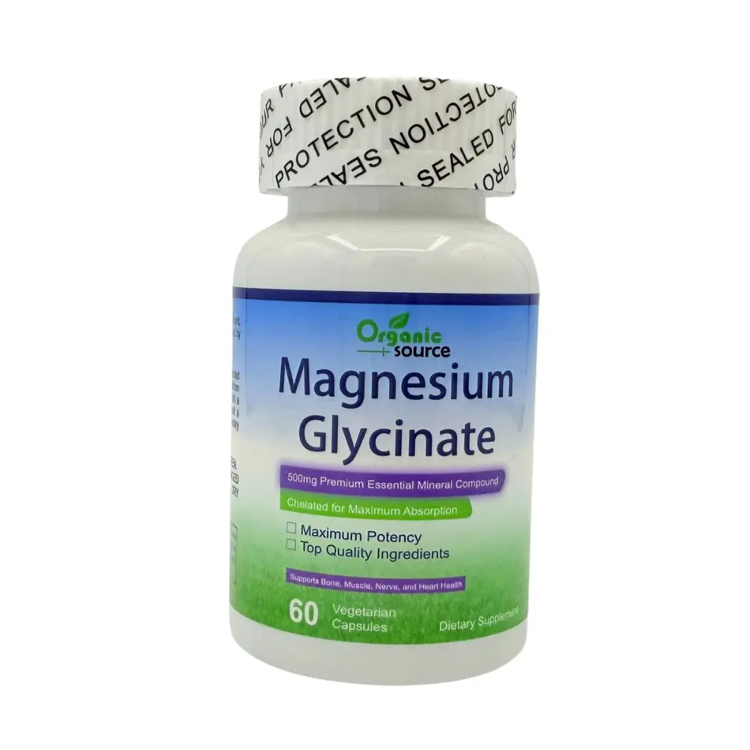 Organic Source – Magnesium Glycinate 500 mg 60 Vegetarian Capsules