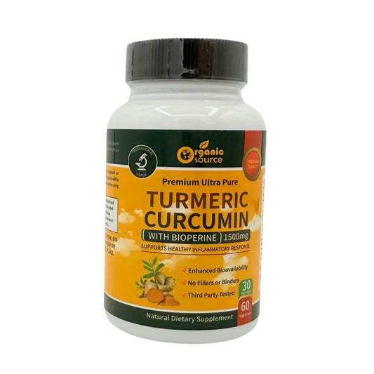 Organic Source – Premium Ultra Pure Turmeric Curcumin 1500 mg (with Bioperine) 60 Veggie Capsules